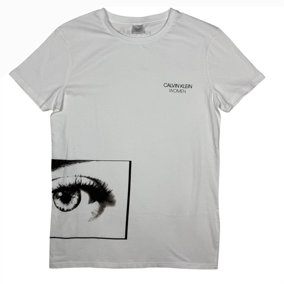 Calvin Klein Tops - Calvin Klein Women Graphic Eye Logo T-Shirt White Short Sleeve Crewneck Tee, Med